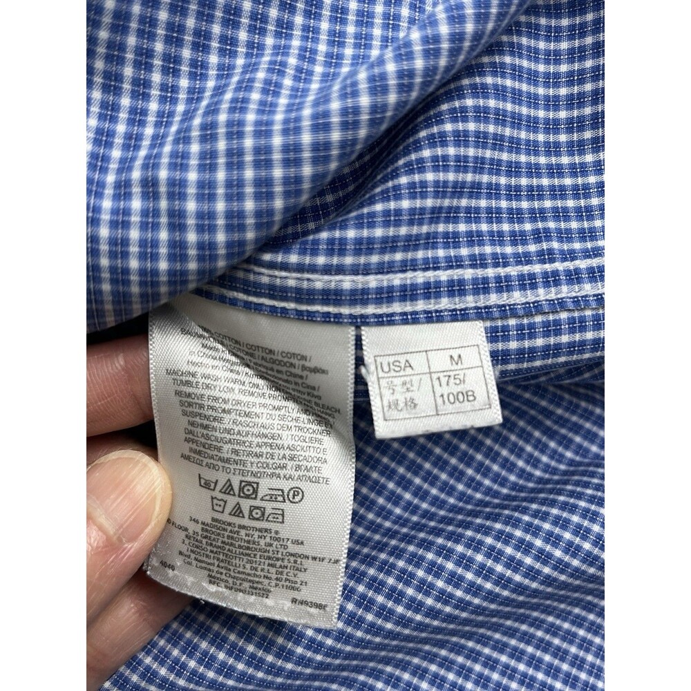 Brooks Brothers NON IRON Regular Fit Button Down Shirt Men M Cotton Blue Gingham - Picture 6 of 14